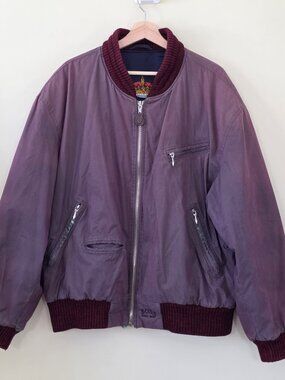 Vtg Hugo Boss 90s Inaba Bomber Jacket Men EU 54 US L Equestrian Distressed FLAWS